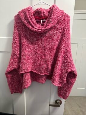 Cozy Pink Chunky Knit Cowl Neck Sweater
